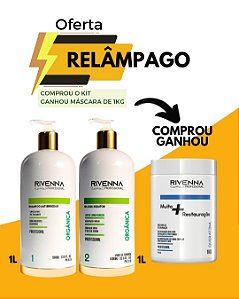Compre Shampoo e Progressiva Orgânica de 1 litro e ganhe Máscara de Reconstrução de 1kg