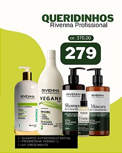 SHAMPOO ANTIRRESIDUO 500 ML + PROGRESSIVA VEGANA 1L + KIT CRESCIMENTO CAPILAR 300 ML