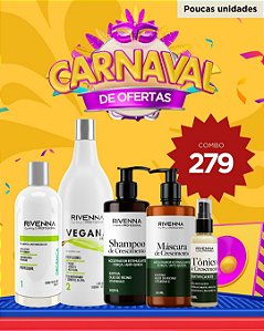 SHAMPOO ANTIRRESIDUO 500 ML + PROGRESSIVA VEGANA 1L + KIT CRESCIMENTO CAPILAR 300 ML