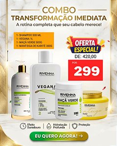 SHAMPOO ANTIRRESÍDUO 500 ML + PROGRESSIVA VEGANA DE 1L + MAÇA VERDE 500G + MANTEIGA 300G