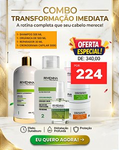 SHAMPOO 500 ML + PROGRESSIVA ORGÂNICA 450ML + CRONOGRAMA CAPILAR 300G + REPARADOR