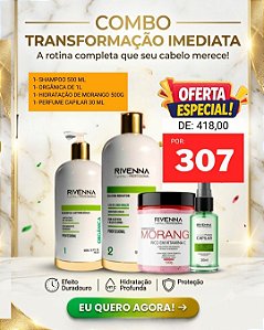SHAMPOO 500 ML + PROGRESSIVA ORGÂNICA 1L + MÁSCARA DE MORANGO 500G + PERFUME CAPILAR