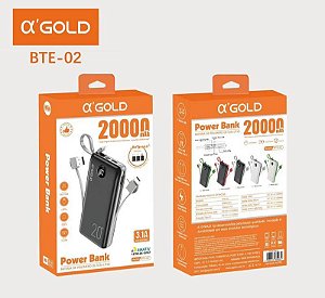 Power Bank - Bateria Portatil 20000mAh Agold BTE-02