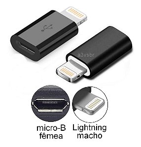 Adaptador V8 Fêmea para iPhone Macho