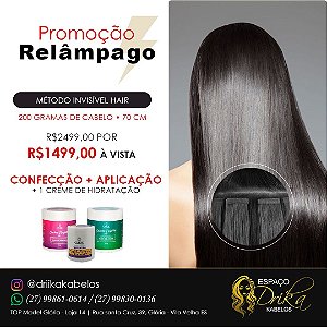 COMBO: 200GR CABELO HUMANO 70CM ONDULADO + SELAGEM + APLICAÇÃO FITA ADESIVA