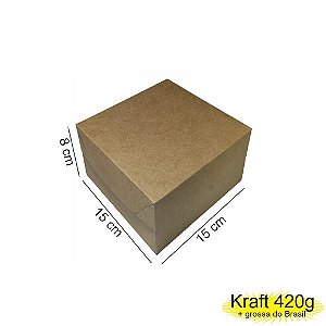 Caixa 15x15x08 0105 Kraft 420g - com tampa Kraft (10 unid)  Cod  - 1192