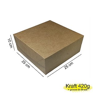 Caixa 25x25x10 0105 Kraft 420g - com tampa Kraft (10 unid)  Cod  - 1194
