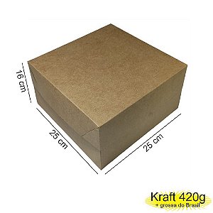 Caixa 25x25x16 0105 Kraft 420g - com tampa Kraft (10 unid)  Cod  - 1195
