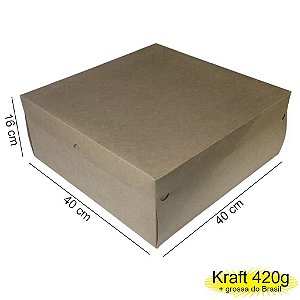 Caixa 40x40x16 0105 Kraft 420g - com tampa Kraft (10 unid)  Cod  - 1200