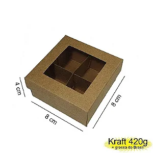 Caixa 08x08x04 2292 Kraft 420g  c/ divisória e tampaVisor Cod  - 1132