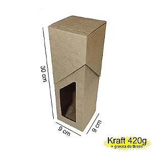 Caixa 09x09x30 0292 Kraft 420g Garrafa com Visor Cod - 1152