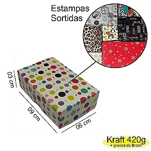 Caixa  09x06x03 1392 Kraft 420g  tampas Estampas   Cod  - 1169