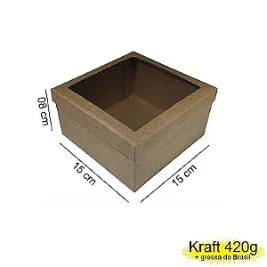 Caixa 15x15x08 0205 Kraft 420g  *dsm com Visor  - Cod 1129