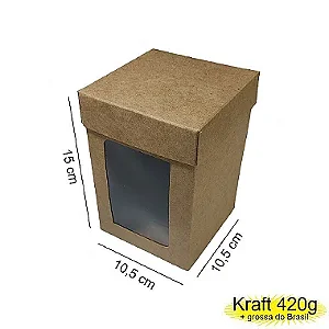 Caixa 10x10x15 0292 Kraft 420g  *Desm Tampa Visor acetato - Cod 1141