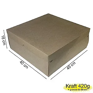 Caixa 40x40x16 0105 Kraft 420g - com tampa Kraft  Cod  - 1200