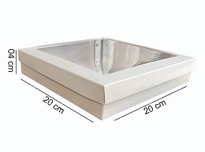 Caixa 20x20x04 0492 Branca Triplex 350g  com visor Cod  - 1459