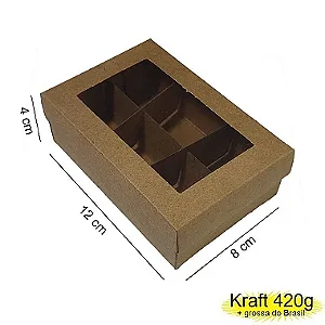 Caixa 12x08x04 2292 Kraft 420g  c/ divisória e tampa Visor Cod  - 1133