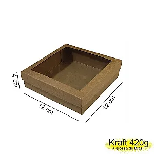 Caixa 12x12x04 0292 Kraft 420g  Tampa Visor acetato Cod  - 1143