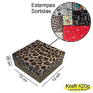 Caixa  12x12x05 1392 Kraft 420g  tampas Estampas  Cod  - 1171