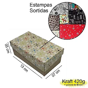 Caixa  13x07x05 1392 Kraft 420g  tampas Estampas  Cod  - 1172