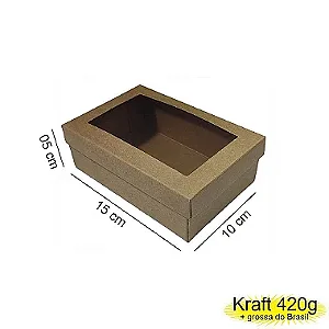 Caixa 15x10x05 0292 Kraft 420g  Tampa Visor acetato Cod - 1144