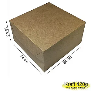 Caixa 34x34x16 0105 Kraft 420g- com tampa Kraft - Cod 1199