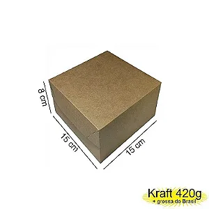 Caixa 15x15x08 0105 Kraft 420g - com tampa Kraft - Cod 1192