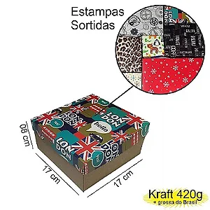 Caixa  17x17x08 1392 Kraft 420g  tampas Estampas - Cod 1174