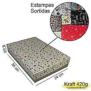 Caixa  36x24x06 1392 Kraft 420g  tampas Estampas - Cod 1186