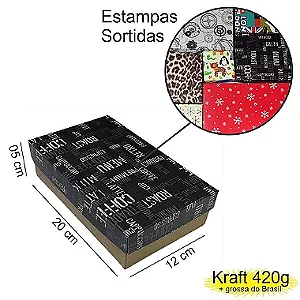 Caixa  20x12x05 1392 Kraft 420g  tampas Estampas - Cod 1176