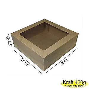 Caixa 25x25x10 0205 Kraft 420g - com Tampa Visor - Cod 1119