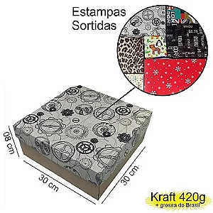 Caixa  30x30x08 1392 Kraft 420g  tampas Estampas  - Cod 1185