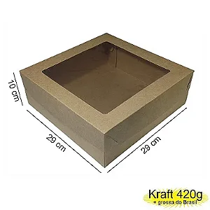 Caixa 29x29x10 0205 Kraft 420g - com Tampa Visor - Cod 1121