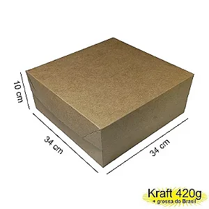Caixa 34x34x10 0105 Kraft 420g - com tampa Kraft - Cod 1198