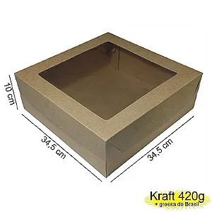 Caixa 34x34x10 0205 Kraft 420g - com Tampa Visor - Cod 1123