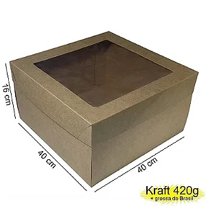 Caixa 40x40x16 0205 Kraft 420g - com Tampa Visor - Cod 7409