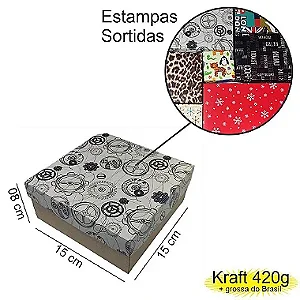 Caixa  15x15x08 1305 Kraft 420g tampas Estampas *desm Cod  - 1173