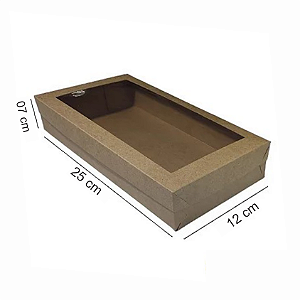 Caixa 25x12x07 0205 Kraft  420gr Tampa Visor  Cod  - 1555