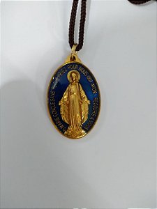 MEDALHA DAS GRAÇAS NA COR AZUL - TOCADO POR NOSSA SENHORA