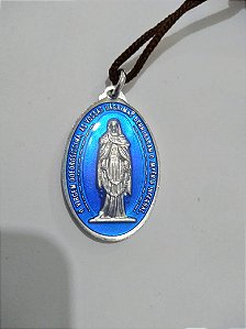 MEDALHA DAS LÁGRIMAS AZUL COM PRATA - TOCADO POR NOSSA SENHORA