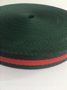 Alça Chic Listras - 3cm - Verde e Vermelho