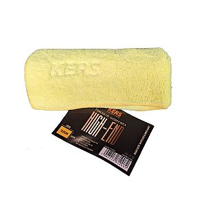 Toalha de Microfibra Kers Amarela High-End 40x60cm 360gsm Com Costura