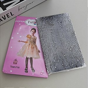 Meia Calça Arrastão Strass Preta