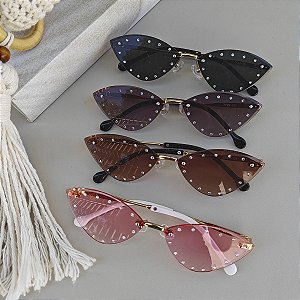 Óculos Mili Strass Rosa, Preto, Marrom e Cinza
