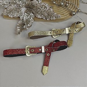 Cinto Infantil Nati de Natal Vermelho e Dourado Menina