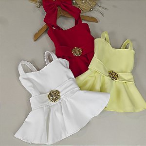 Blusa Infantil Flor de Natal 04 ao 10 Branco Vermelho e Amarelo
