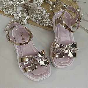 Sandália Infantil Brilho de Natal Menina Tamanho 28 ao 34 Rosa e Dourado