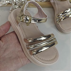 Sandália Infantil Encanto de Natal Menina 22 ao 27 Dourada