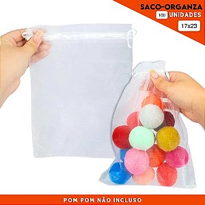 Kit 100 Saco de Organza P/ Lembrancinha - 17x23 - C/ Fita de Cetim