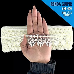 RENDA GUIPIR CHL-109 3.0 CM -  ROLO C/13.7 METROS Cor:Natural